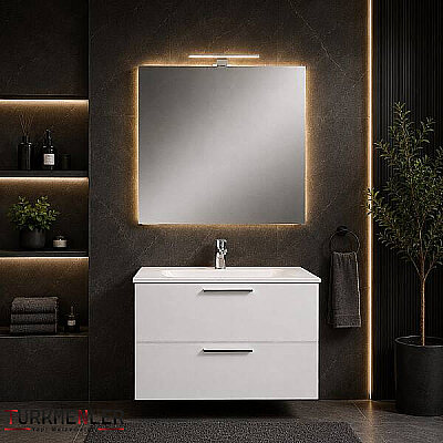 VitrA Mia 75024 Banyo Dolabı 80 Cm 2 Çekmeceli̇ Parlak Beyaz