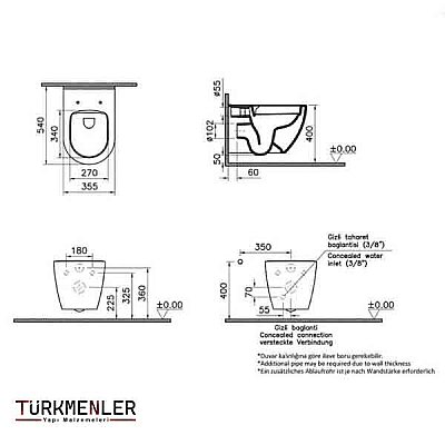 VitrA S60 Smoothflush Sıva Altı Uygulamalı Asma Klozet 7510L003-0090 - 2