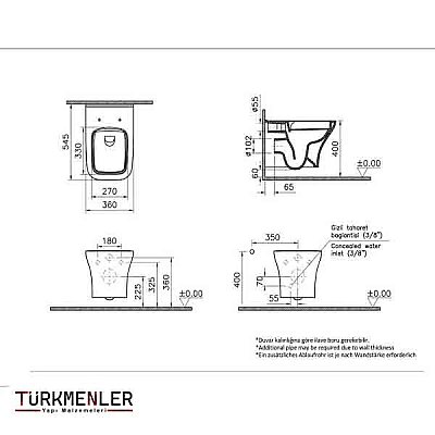 VitrA Zentrum Square Asma Klozet 7484L003-0090 - 2