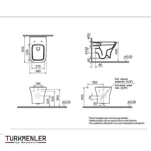 VitrA Zentrum Square Asma Klozet 7484L003-0090 - 2